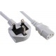 2 m White IEC Mains Lead with Straight Moulded C13 Plug & 5A Fuse